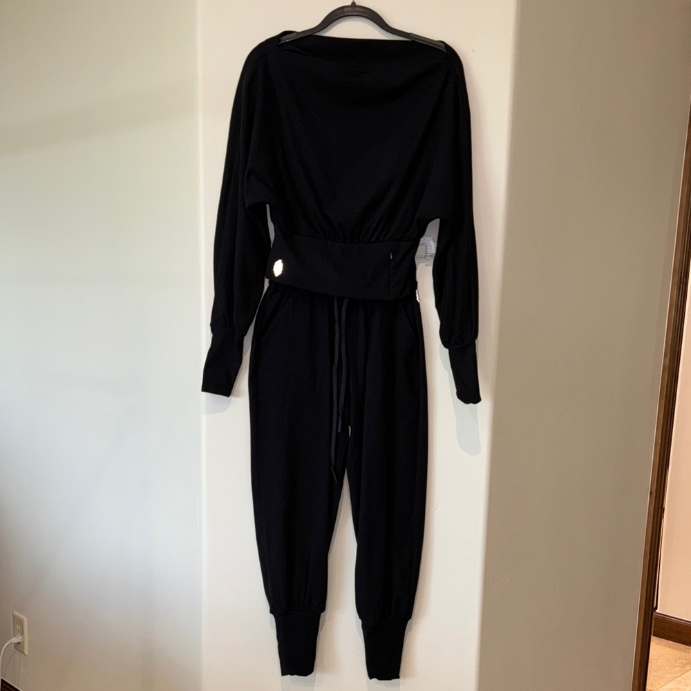 Free People Black Jogger Jumpsuit